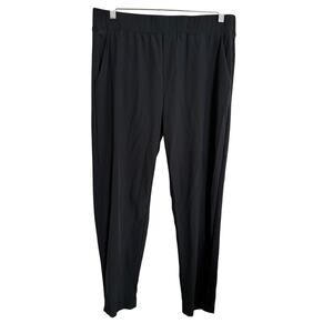 Quince HighRise PullOn Black Jogger Pant Pockets Stretchy Waistband Athleisure-L